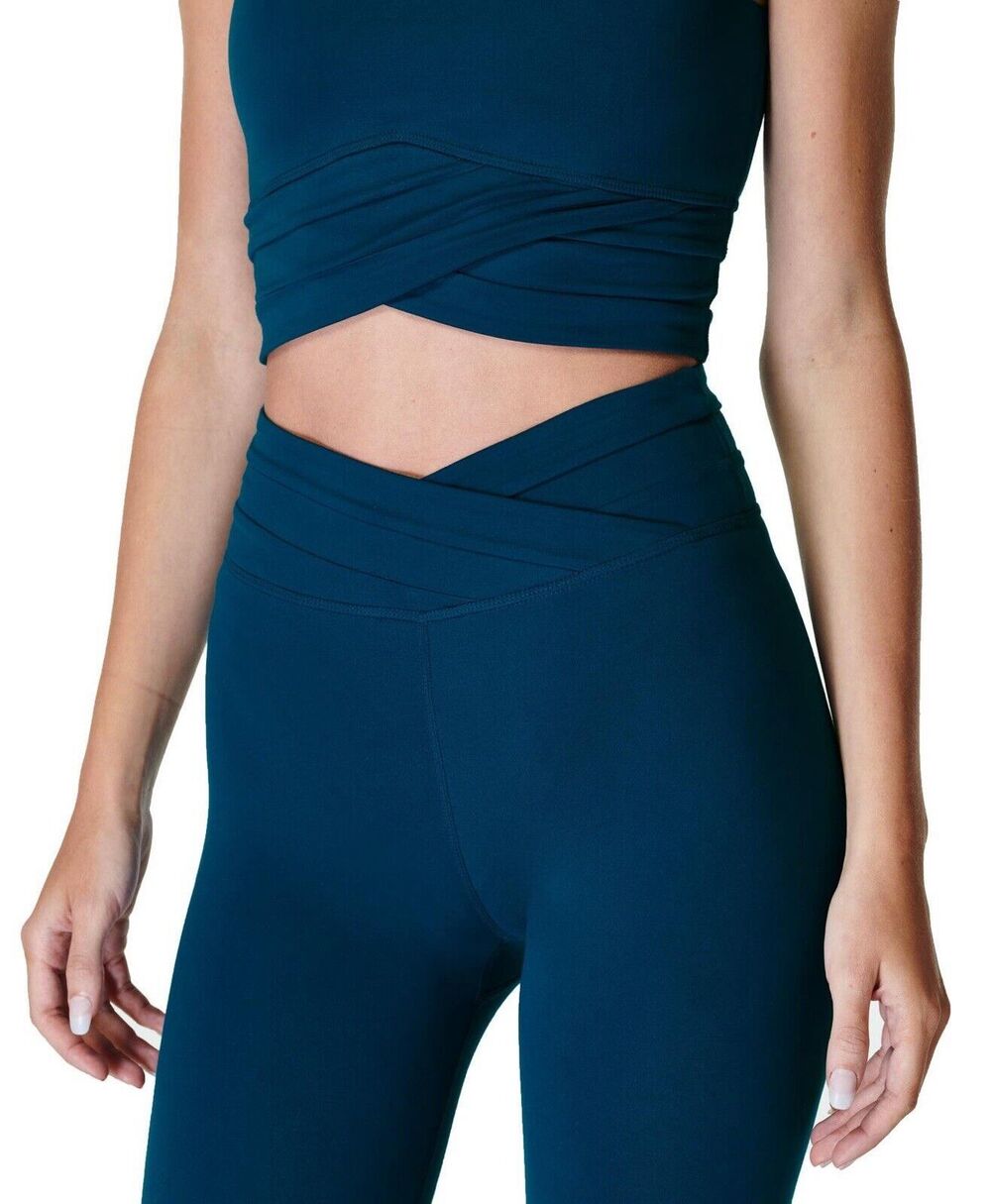 Sweaty Betty Wrap Waist All Day Pull-on Leggings Soft Stretchy Blue 10